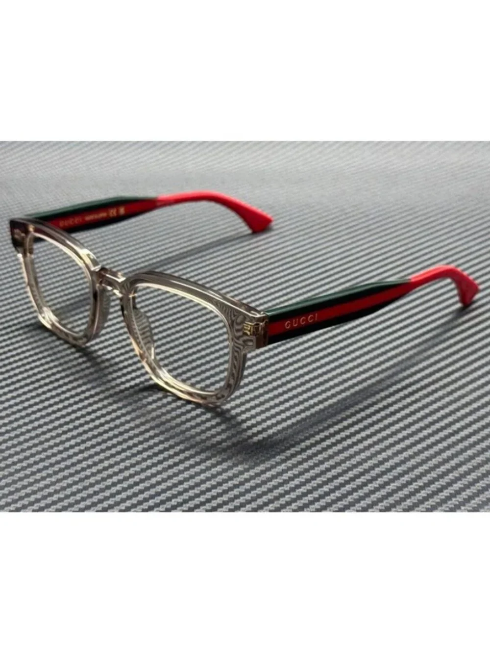 New Gucci Men Brown Transparent Eyeglasses 48-21-145